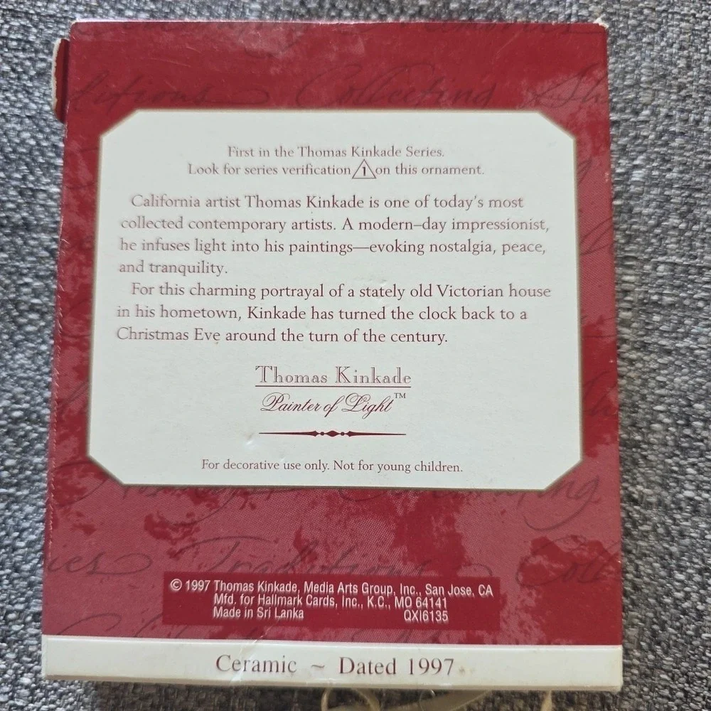 1997 Hallmark Keepsake Ceramic Ornament Victorian Christmas Thomas Kinkade